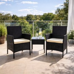 Mobilier de grădină din ratan - set 2 scaune + masă