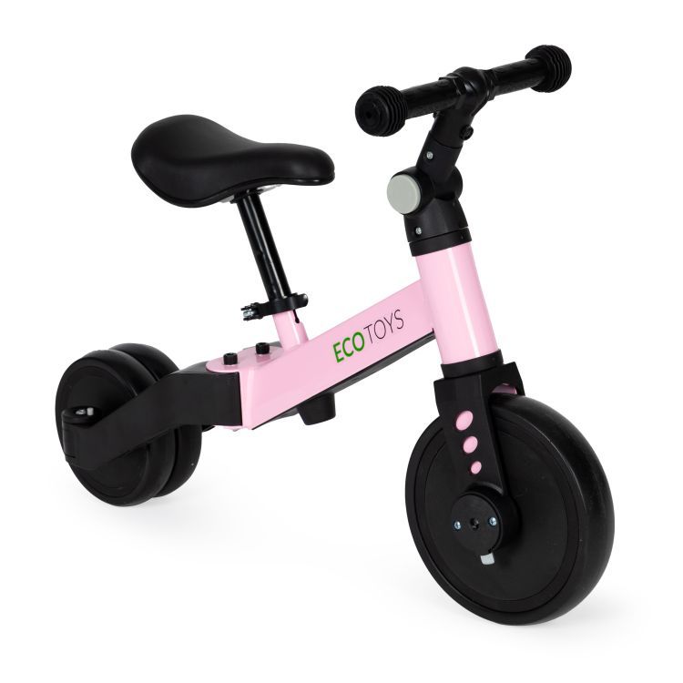 Tříkolka s vodicí tyčí v růžové ECOTOYS