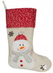 Stivali di Babbo Natale color crema con pupazzo di neve