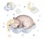Otroška stenska nalepka z motivom spečega medveda na puhu