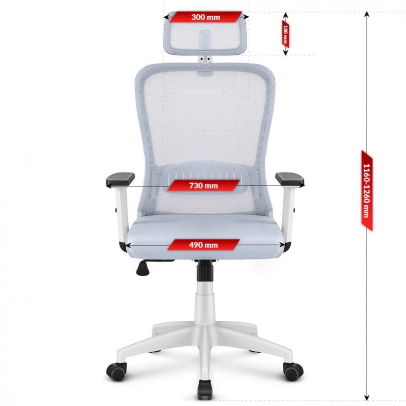 Ergonomická otočná kancelárska stolička HC- 1022 Grey Mesh