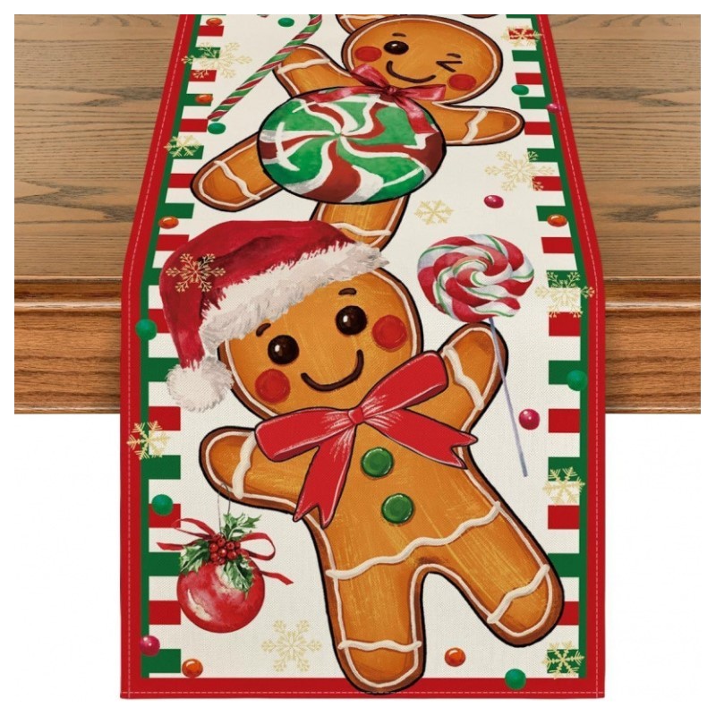 Ruletă de masă din pânză de Crăciun cu imprimeu - 180 x 33 cm