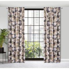 Béžový záves s kvetinovým vzorom na riasiacu pásku 140 x 270 cm