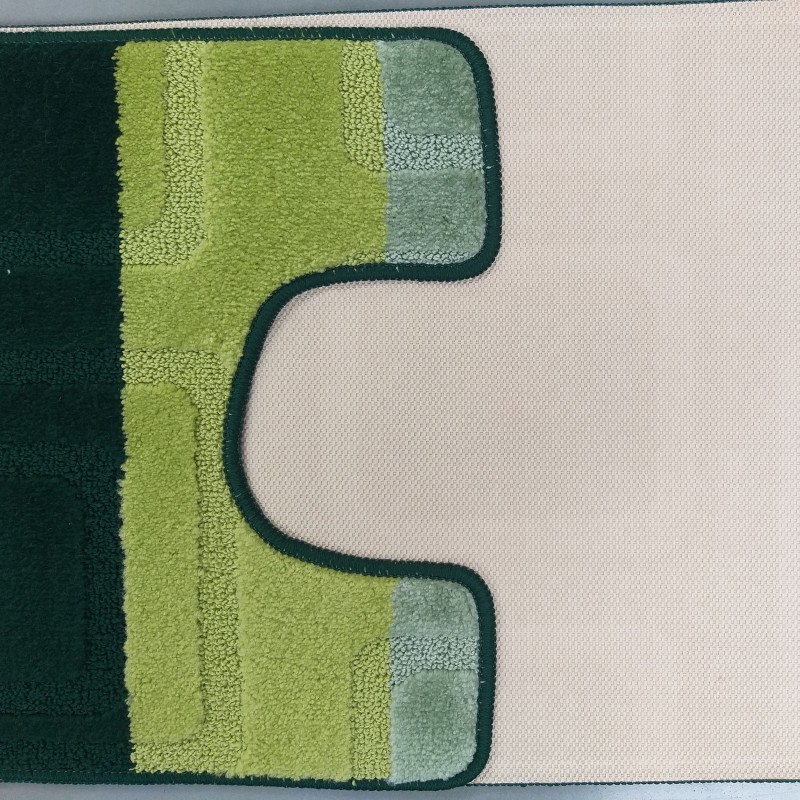 Kétrészes csúszásmentes szőnyegkészlet zöld színben