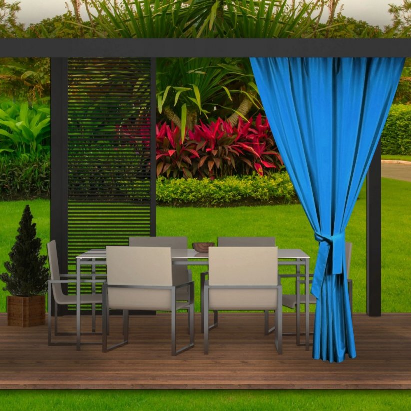 Draperii luxoase albastre exterioare, pentru pavilionul din grădină 155 x 220 cm