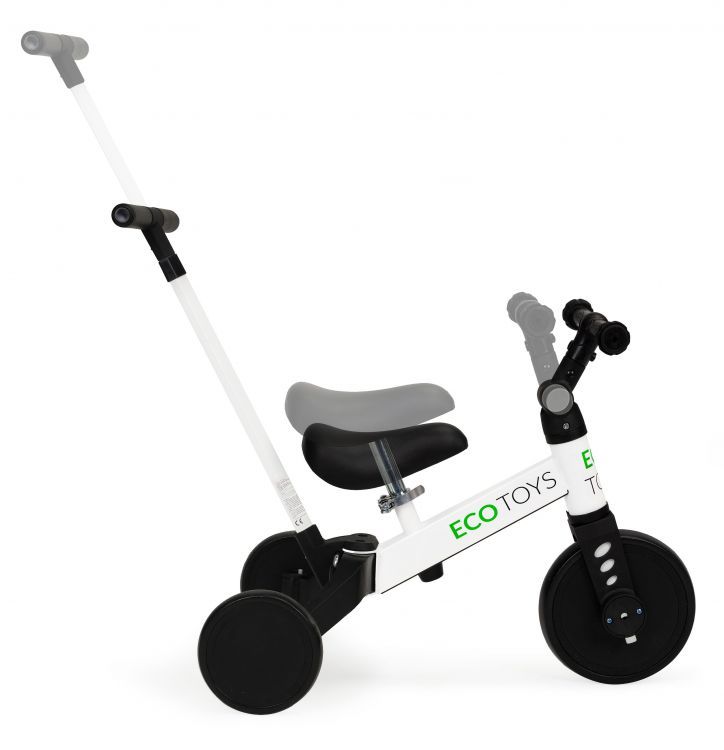 Dreirad mit Führungsstange in weiß ECOTOYS