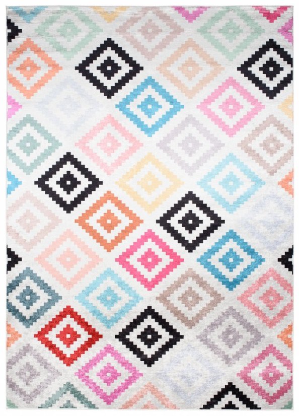 Tappeto di tendenza con motivo geometrico colorato