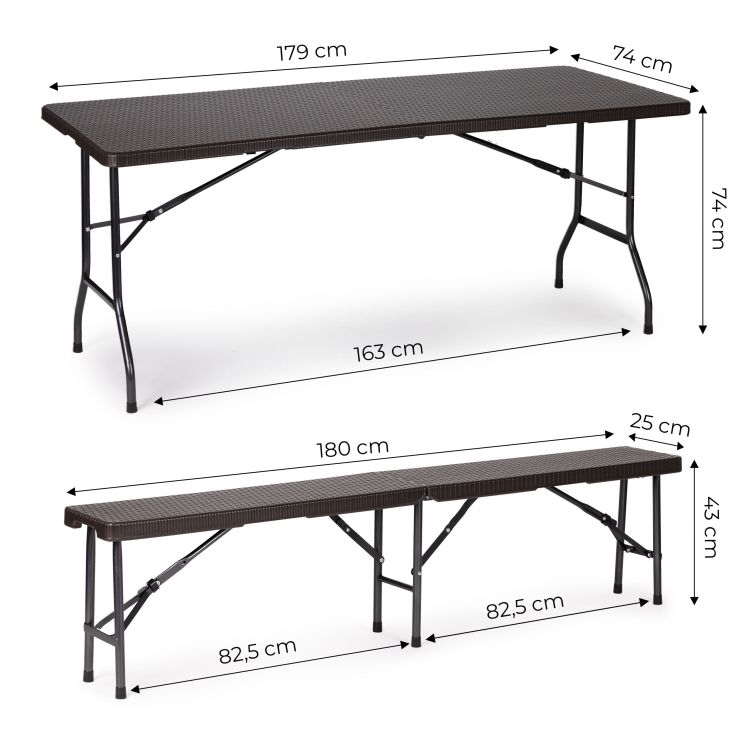 Catering asztal 180cm + 2 pad - RATAN