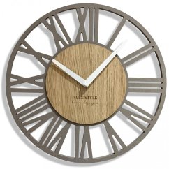 Schlichte graue Wanduhr im Holzdesign