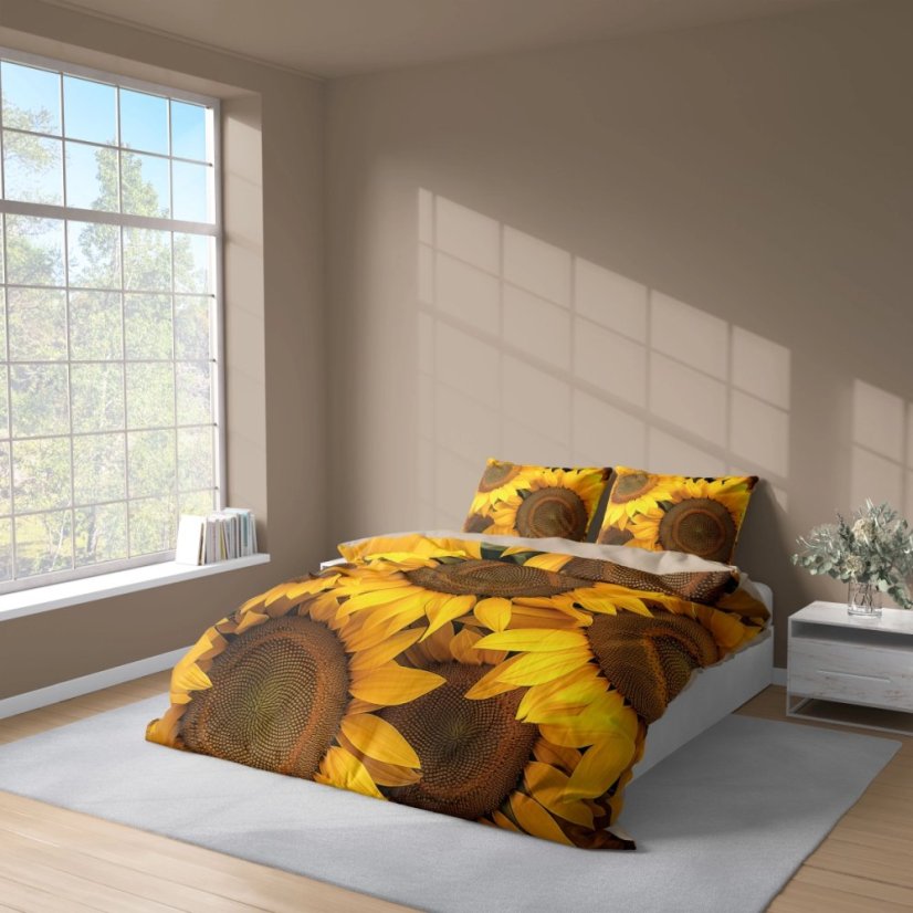 Posteljina od mikrovlakana koja se ne gužva s motivima suncokreta