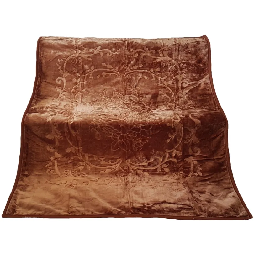 Coperta acrilica spessa di alta qualità di colore marrone con motivo in rilievo