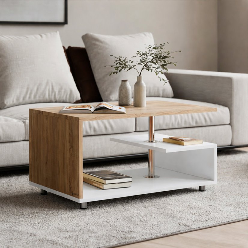 Masă de cafea modernă Orlando cu poliță de depozitare - 95×55×50 cm - Culoare: Maro