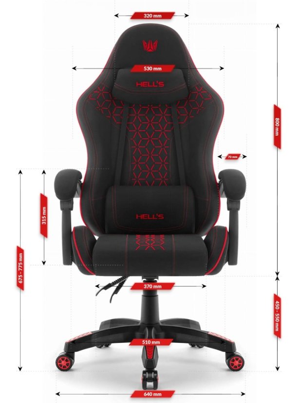 HC-1008 2.0 játékszék ergonomikus párnákkal - fekete és piros színben