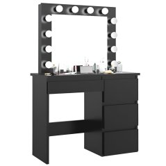 Schwarzer Schminktisch mit Beleuchtung und Schubladen