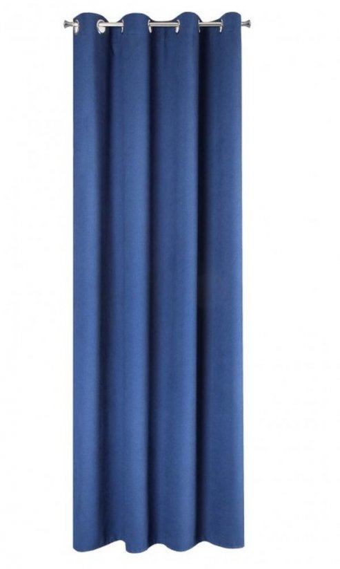 Tmavě modrý dekorativní hotový závěs zatemňovací na kroužky