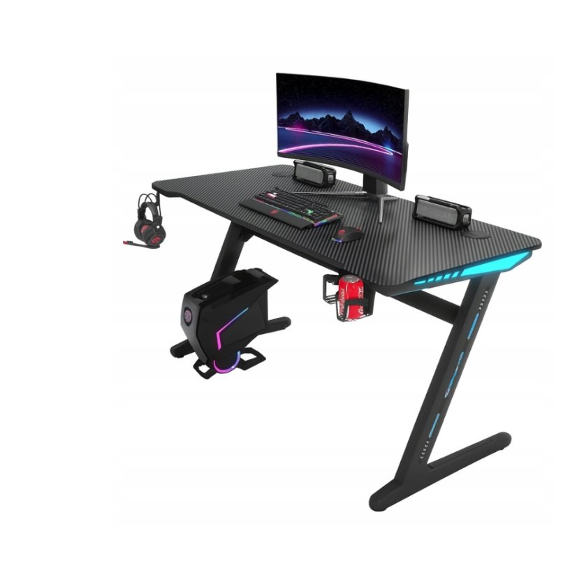 Gamingový stôl s RGB LED podsvietením čierny