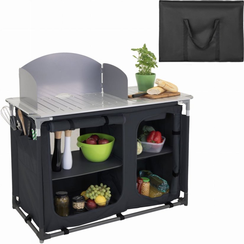 Praktische Campingküche mit 2 Fächern 116 x 52 cm - schwarz