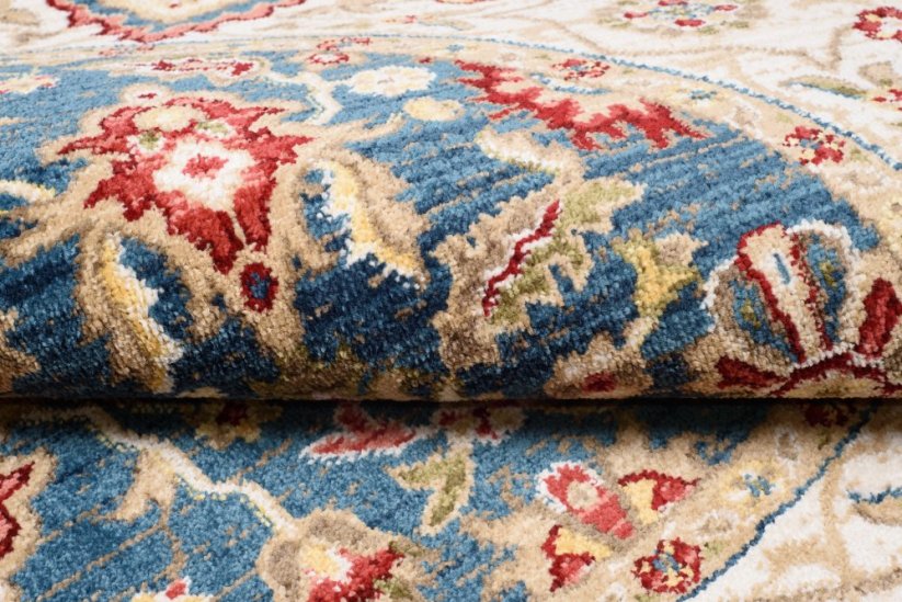 Kerek vintage szőnyeg kék bézs - Méret: Šírka: 170 cm