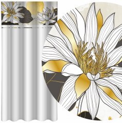 Klasický biely záves s potlačou lotosových kvetov