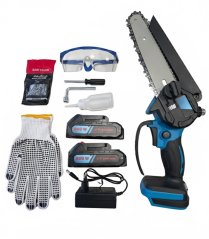 Motosega a batteria 21 V con 2 batterie e caricabatterie