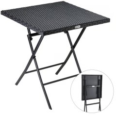 Tavolo pieghevole da giardino in polyrattan Rom con struttura in acciaio 75 × 65 × 65 cm