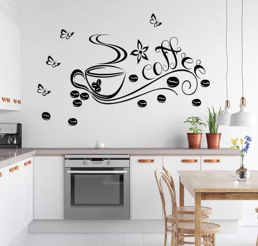 Autocolant de perete pentru bucătărie cupa de cafea COFFEE - Mărimea: 50 x 100 cm