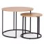 Set de 2 mese de cafea - mese rotunde cu decor din stejar