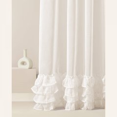 Hochwertige cremefarbene Gardine Flavia mit Rüschen auf Kreisen 350 x 250 cm
