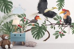 Wandaufkleber für Kinder Dschungel Vögel