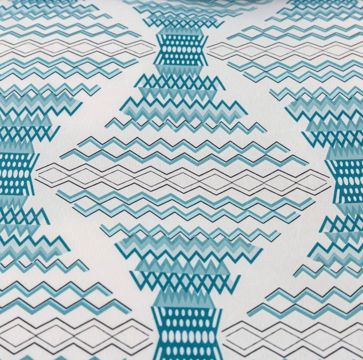 Biele syntetické bavlnené obliečky s boho vzorom v tyrkysovo-modrých tónoch