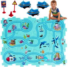 Oktató puzzle pálya elemes autókkal - 25 darab