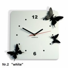 Červené 3D nástěnné hodiny motýlci