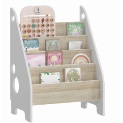 Praktična knjižna omara Montessori za otroke - sonoma + bela