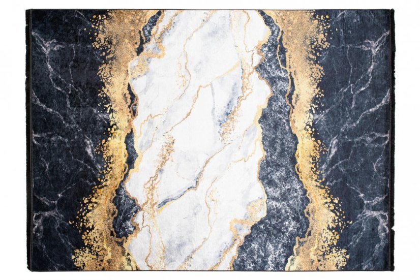 Tmavý moderný koberec s protišmykovou úpravou a abstraktným vzorom