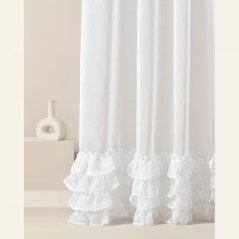 Weißer Vorhang Flavia mit Rüschen und silbernen Ösen 300 x 250 cm