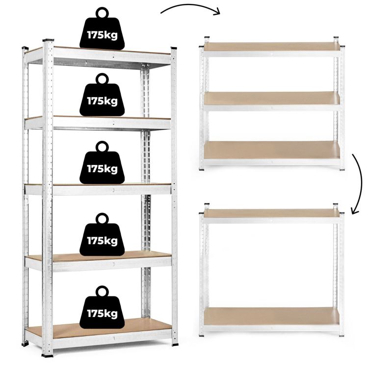 Stabilni metalni stalak za odlaganje s 5 polica 205 x 120 x 45 cm