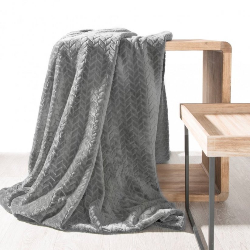 Puha dekoratív takaró, szürke színben - Méret: Szélesség: 170 cm | Hossz: 210 cm