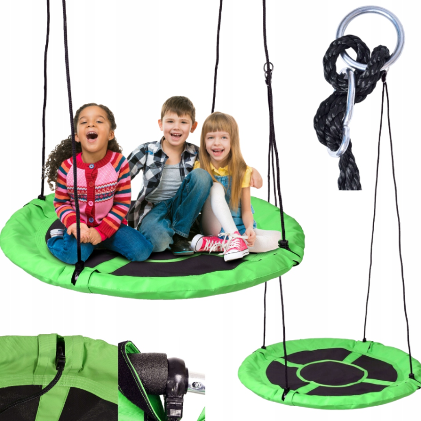 Závesný hojdací kruh pre deti v zelenej farbe