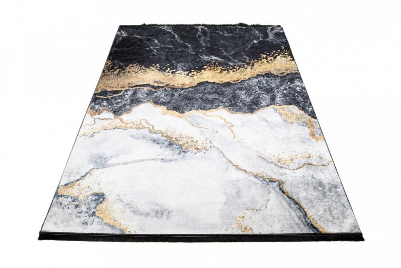 Crni trendi tepih s apstraktnim uzorkom - Veličina: Širina: 160 cm | Duljina: 230 cm