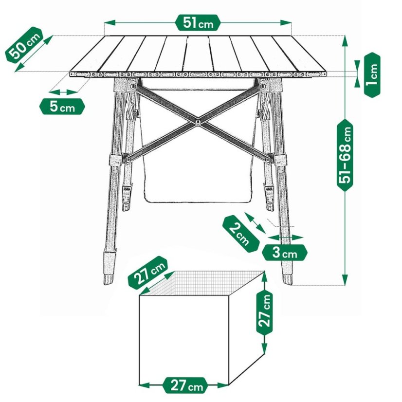 Skladací turistický stolík s chladiacou taškou