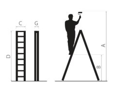 Scala in legno a due pezzi 2 x 5 con capacità di carico di 150 kg
