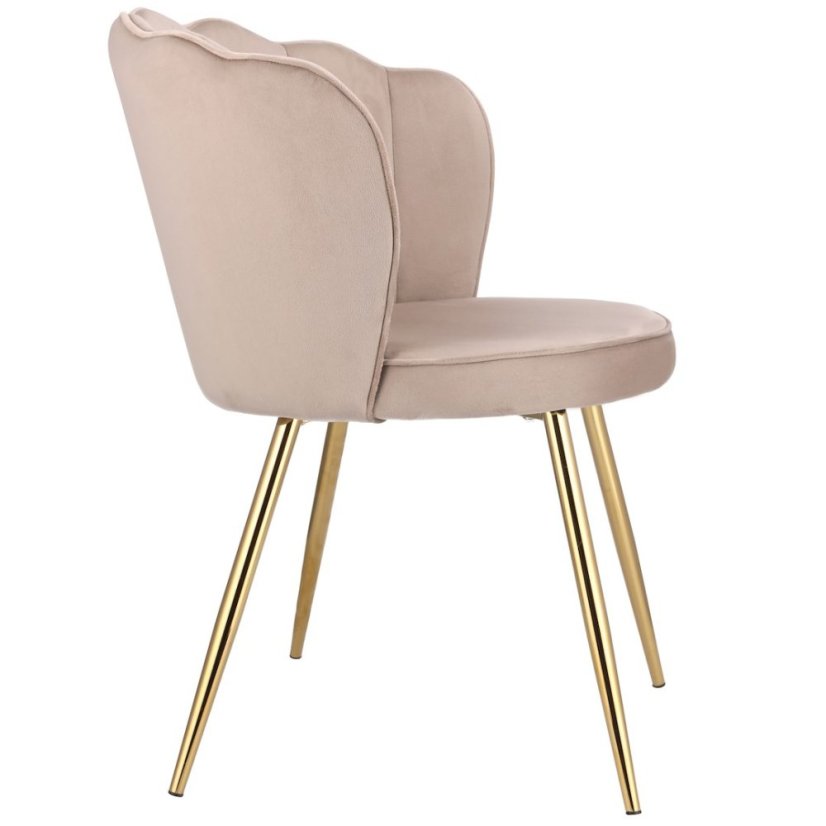 Zamatová jedálenská stolička FIORE v tvare mušle