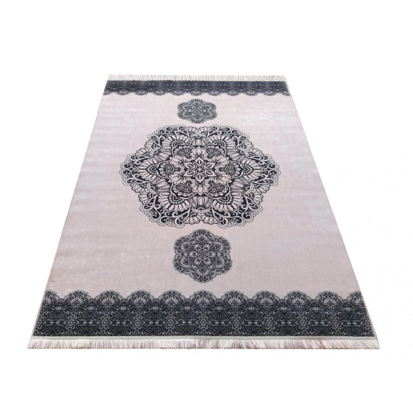 Puderrosa Teppich mit Mandala - Die Größe des Teppichs: Breite: 160 cm | Länge: 220 cm