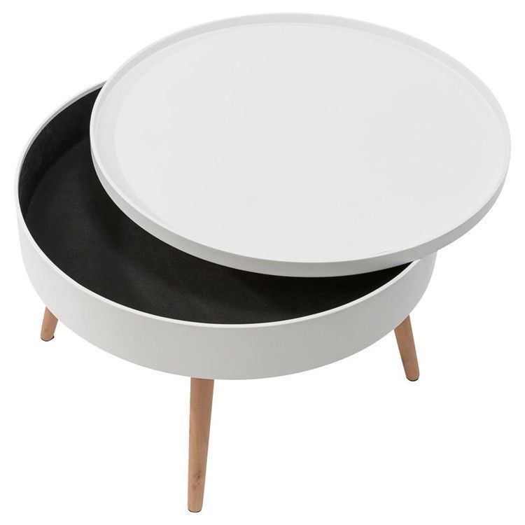 Tavolino rotondo con vano portaoggetti 60 cm