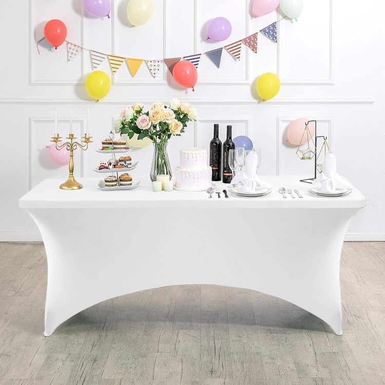 Față de masă elastică albă pentru masa de catering 240 cm