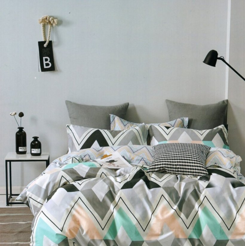 Vzorované posteľné obliečky sivej farby z bavlny