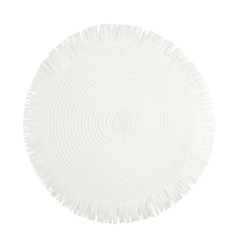 Okrúhla podložka v boho štýle so strapcami - prestieranie 38 cm