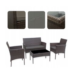 Elegante Gartenmöbelgarnitur aus Rattan mit Tisch in Braun