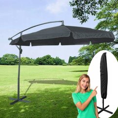 Ombrellone da giardino grande con supporto in grigio scuro