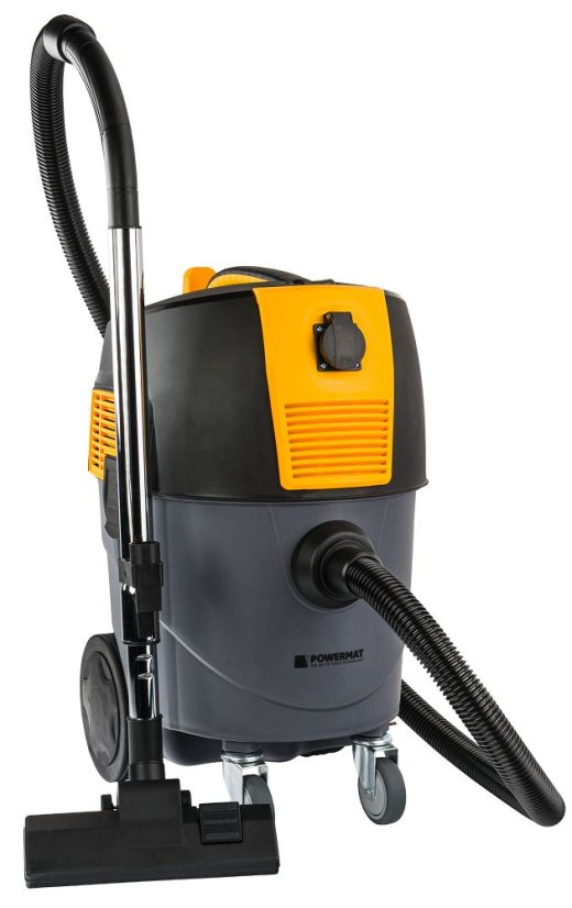 Priemyselný vysávač 1600 W bezvreckový 30 l s HEPA filtrom a zásuvkou na náradie Powermat PM-OD-1600T-PRO